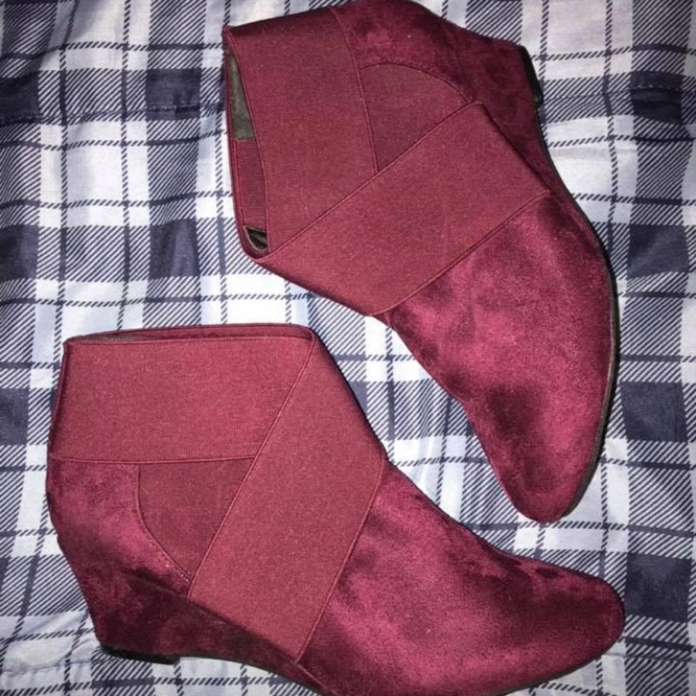 Burgundy booties